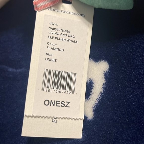 🩷NEW🩷 Vineyard Vines 🩷 Holiday Christmas Elf Santa Hat Whale Stuffed Animal, 16” - Picture 8 of 12